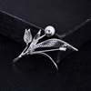 High-end zirconium, brooch, crystal, fresh cleaner from pearl, elegant clothing lapel pin, accessory, Korean style