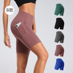 European and American Lulu same style five-point sports pocket tight fitness high waist hip lifting cycling yoga shorts WA47