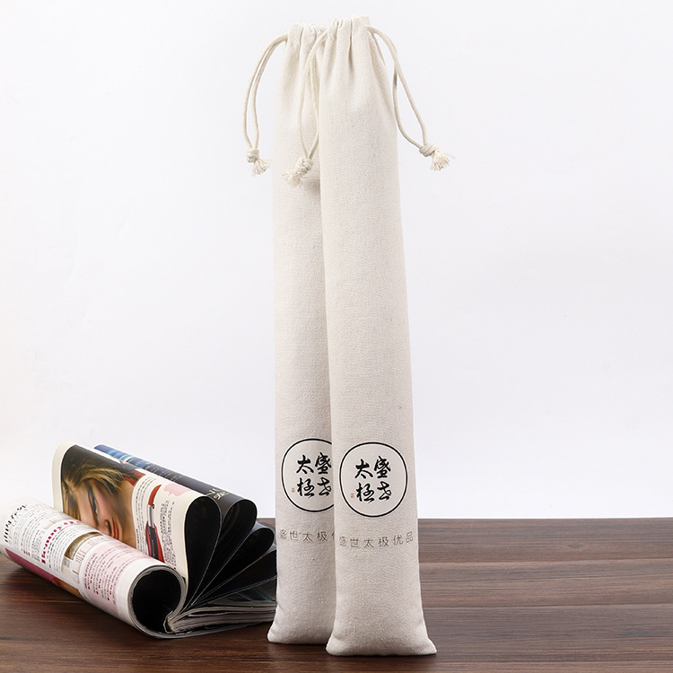 抽绳擀面杖包装袋束口袋竖笛收纳袋长款纯棉布
