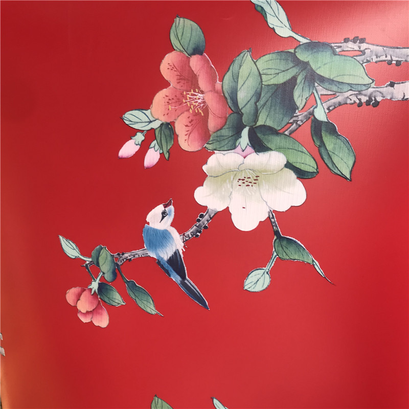 [Xianfan] en stock al por mayor amarillo PVC imitación pergamino tela de lino pantalla material decorativo