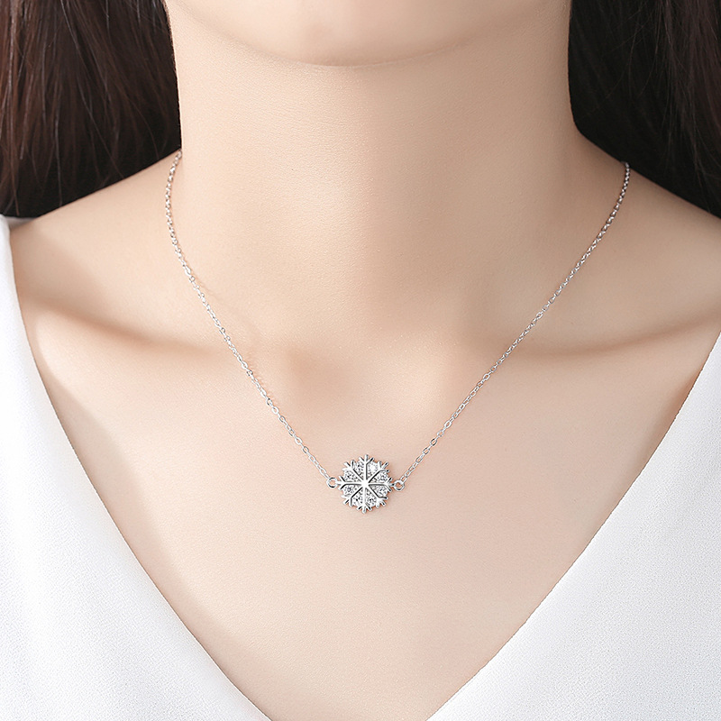 Copo de nieve collar plata esterlina las mujeres s925 clavícula cadena popular neto rojo ins simple frío estilo nicho regalo para amigos