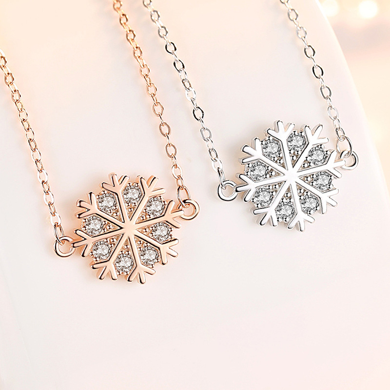 Copo de nieve collar plata esterlina las mujeres s925 clavícula cadena popular neto rojo ins simple frío estilo nicho regalo para amigos