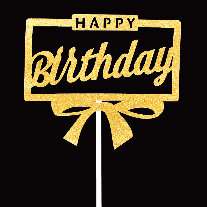 Tarjeta de Fábrica-Insertar tarjeta de decoración de pasteles-Insertar bandera-Insertar complemento creativo nuevo brillo de feliz cumpleaños 10 piezas