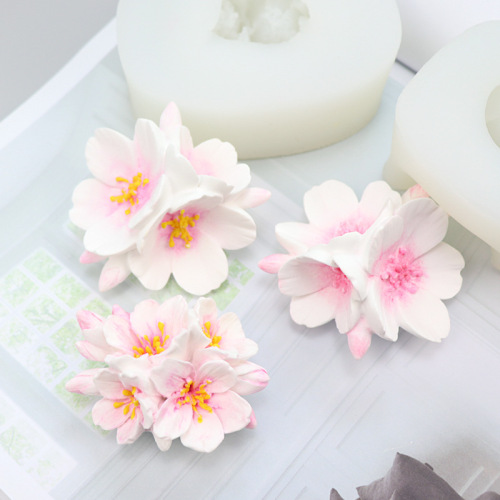 Korean version of cherry blossom silicone mold diy homemade diffuser stone car air outlet decoration handmade aromatherapy plaster mold
