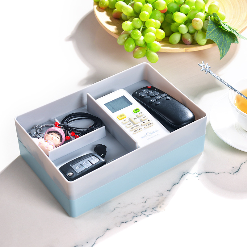 Caja de almacenamiento en capas de estilo japonés para objetos fragmentados caja de almacenamiento pequeña de plástico caja de almacenamiento de joyas de control remoto