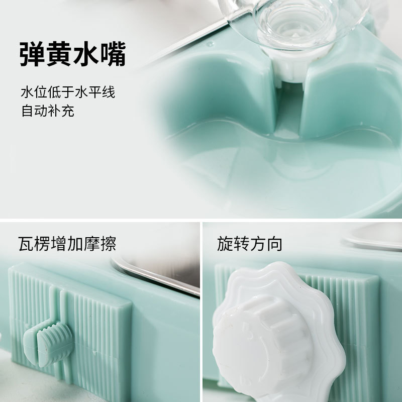 Dispensador automático de agua potable para mascotas jaula colgante doble tazón perro Acero inoxidable Jaula colgante tazón de comida tazón de agua para gatos dispensador de agua potable tazón de doble propósito