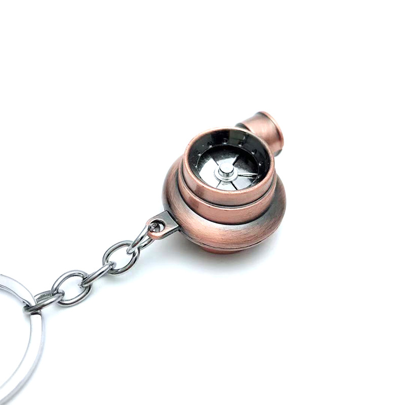 Transfronterizo caliente coche turbina llavero metal creativo de alta gama luminoso LED turbina coche llavero colgante