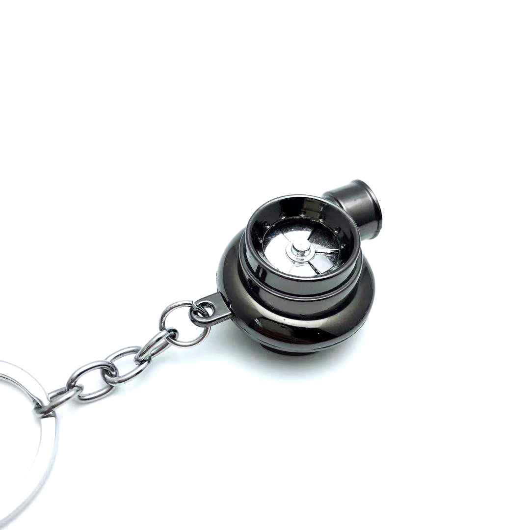 Transfronterizo caliente coche turbina llavero metal creativo de alta gama luminoso LED turbina coche llavero colgante