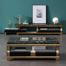 轻奢后现代大理石茶几电视柜组合套装简约客厅小户型整装茶台茶桌