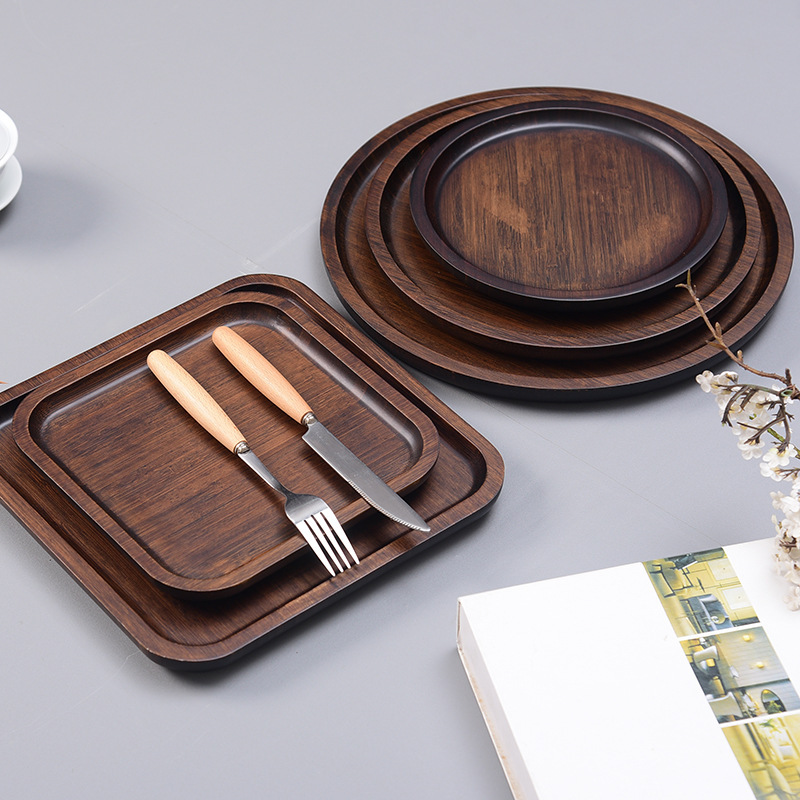 Bamboo Solid Wood Tea Tray Japanese-Style Home Hotel Simple Tea Set Tray Rectangular Fruit Bread Bamboo Tray Tea Table