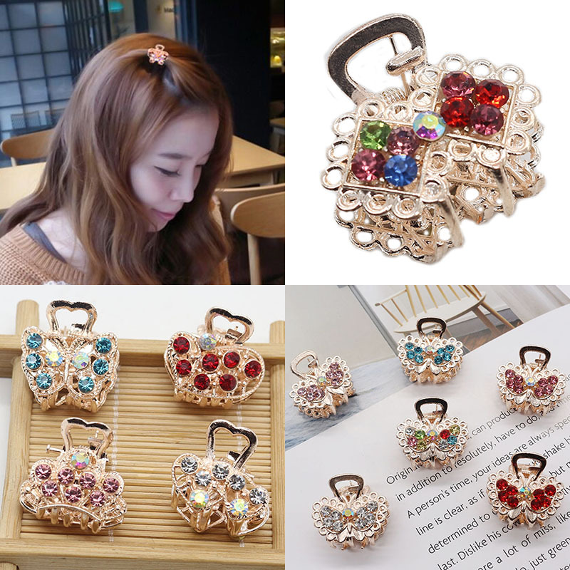 新款发饰小抓夹合金电镀镶钻弹簧顶夹女网红头饰刘海夹子批发发夹