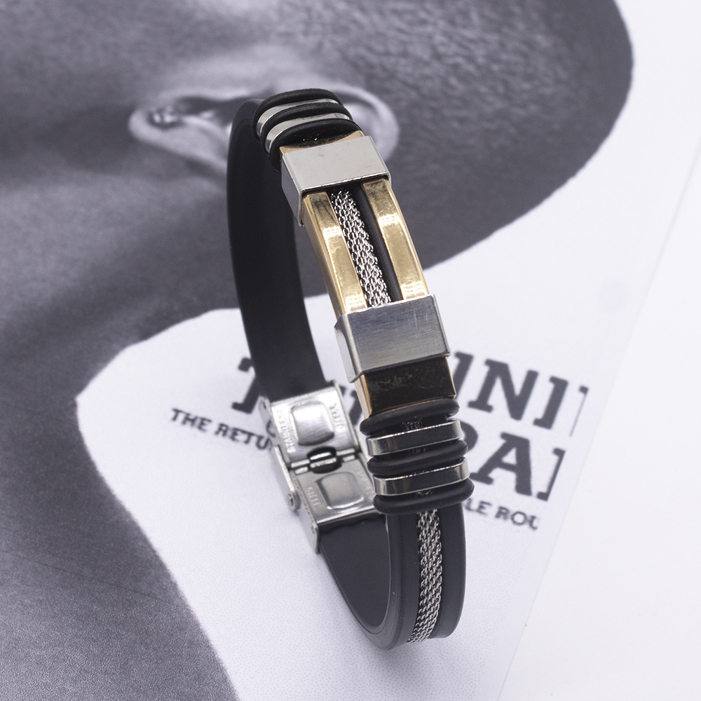 silicone adjustable bracelet stainless steel