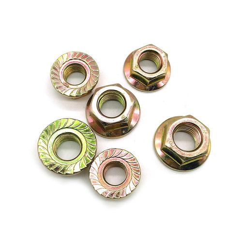 Factory direct sales flange nut hexagonal anti-slip galvanized color zinc plated screw cap with pad M3-M16