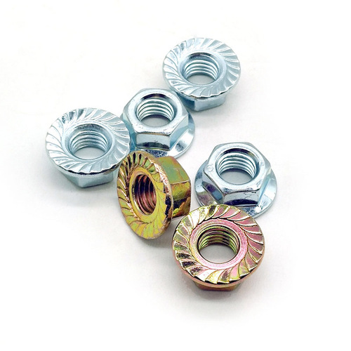 Factory direct sales flange nut hexagonal anti-slip galvanized color zinc plated screw cap with pad M3-M16
