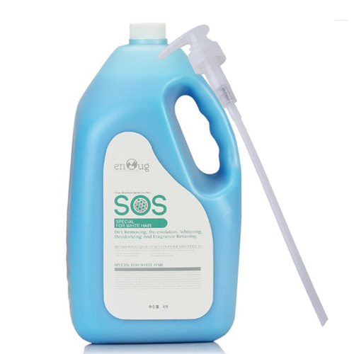 Euno SOS Shower Gel 4L Large Bucket Pet Shampoo for Dogs and Cats, Softening and Fluffy for White Fur