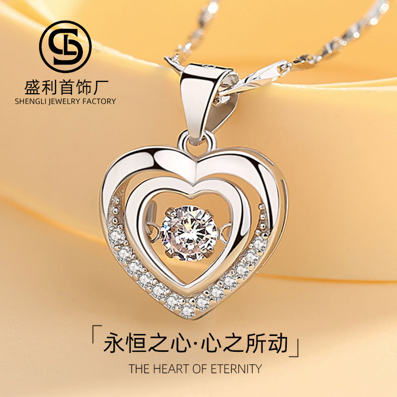999 collar de plata esterlina para las mujeres ins estilo frío amor I clavícula cadena corazón latiendo en línea rojo Día San Valentín regalo cumpleaños