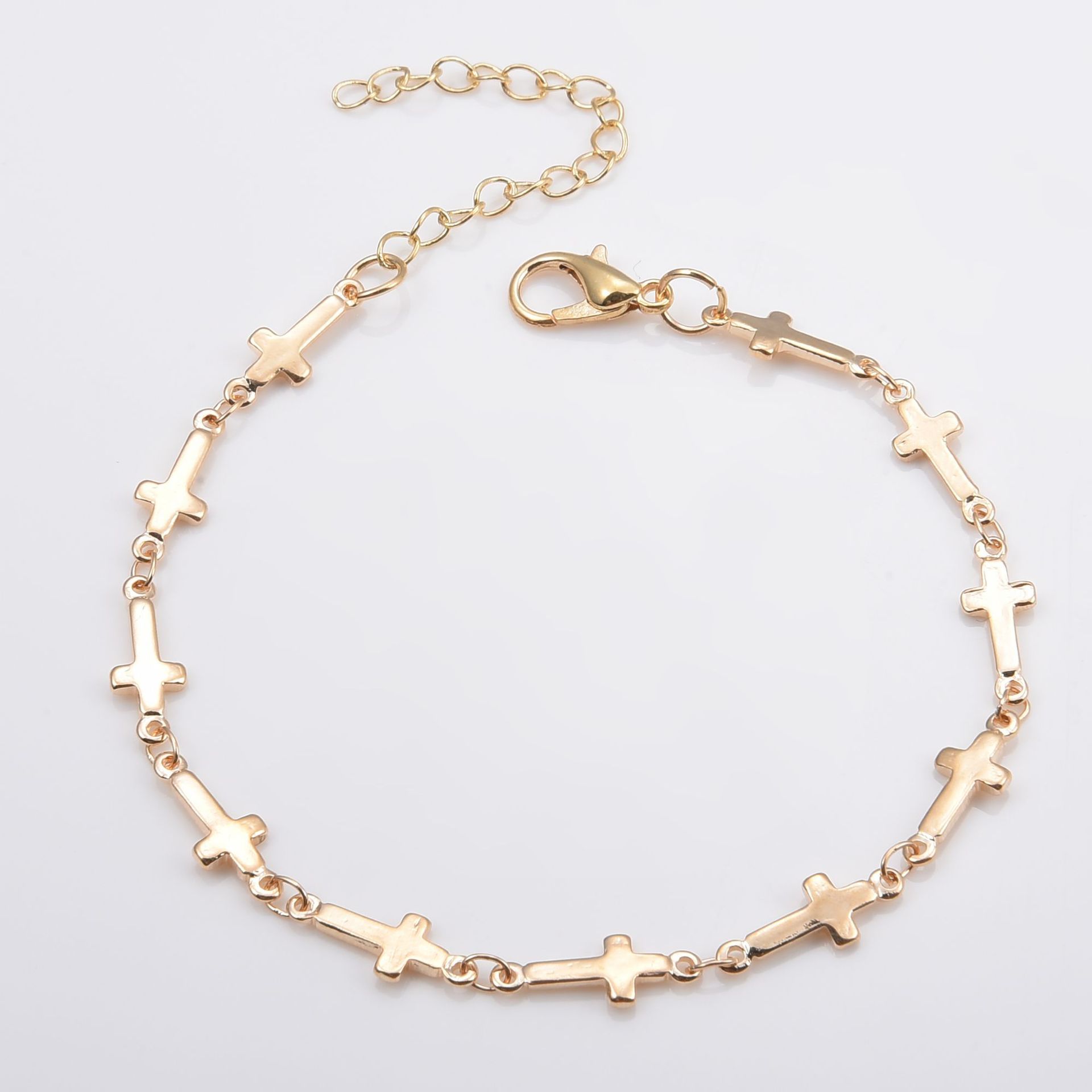 Bohemian Style Metal Cross Chain Charm Bracelet For Women_voghion.com