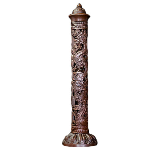 Craft gifts copper incense burner dragon and phoenix relief incense burner pure copper vertical incense burner ornaments incense road Zen alloy incense burner
