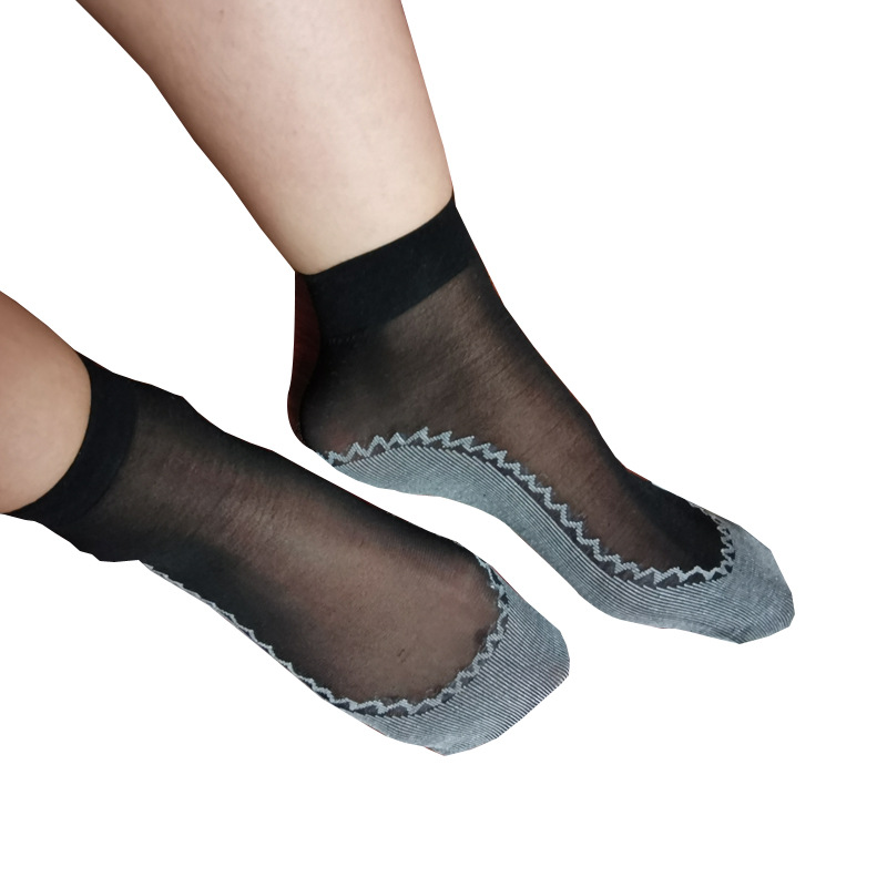 Medias de acero de dos generaciones con fondo acolchado de algodón de verano para mujer anti-enganche sudor-absorbente antideslizante terciopelo media pantorrilla calcetines cortos al por mayor