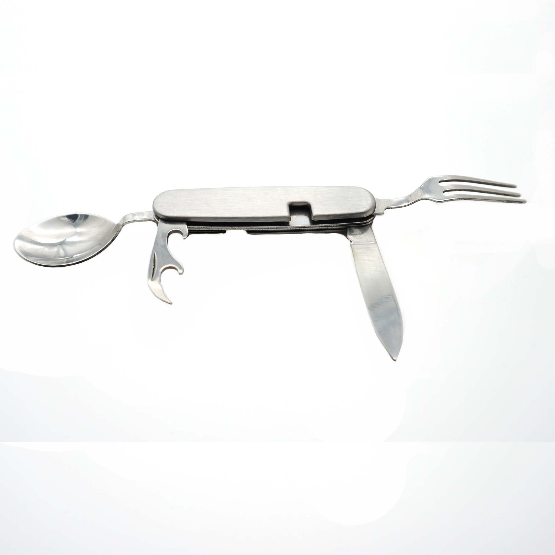 不锈钢多功能组合餐具小刀野营餐具折叠刀叉勺 4开户外组合工具