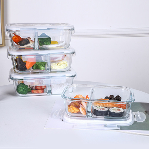 High borosilicate glass preservation box household microwave lunch box office worker with tableware preservation lunch box lunch box