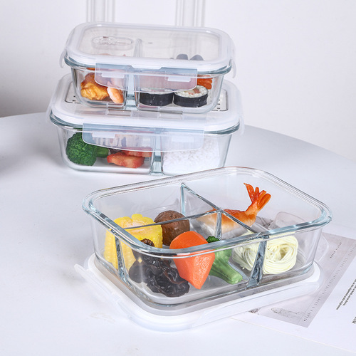 High borosilicate glass preservation box household microwave lunch box office worker with tableware preservation lunch box lunch box