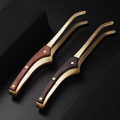Pure copper ebony solid wood tea clip household tea leaf clip tea cup clip kung fu non-slip metal tweezers tea set accessories