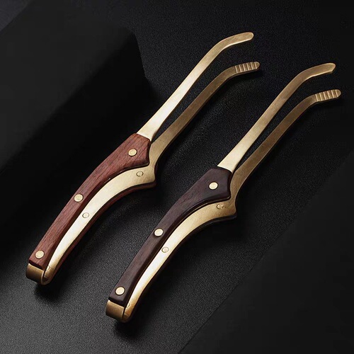Pure copper ebony solid wood tea clip household tea leaf clip tea cup clip kung fu non-slip metal tweezers tea set accessories