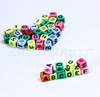 Children's square acrylic beads with letters, early education, 4×7mm