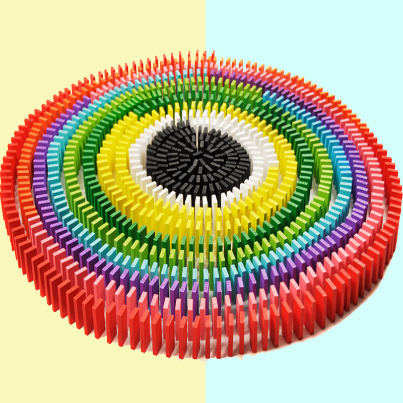 Cross-Border 100 Pieces Domino Building Blocks Wooden Kidsren's Educational Toys 120 Pieces Colorfulful Dominoes Hot Selling