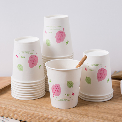 50 disposable paper cups, thickened 250ml native wood pulp water cup, coffee bean, berry juice, milk tea, hot drink cup