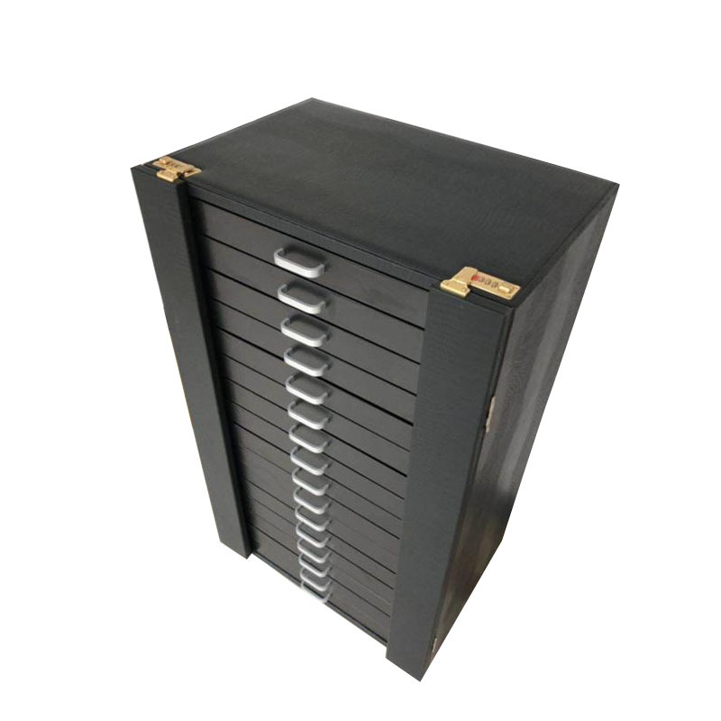 眼镜店黑色皮革多层光学太阳3D眼镜收纳箱展示柜【带密码锁】储物