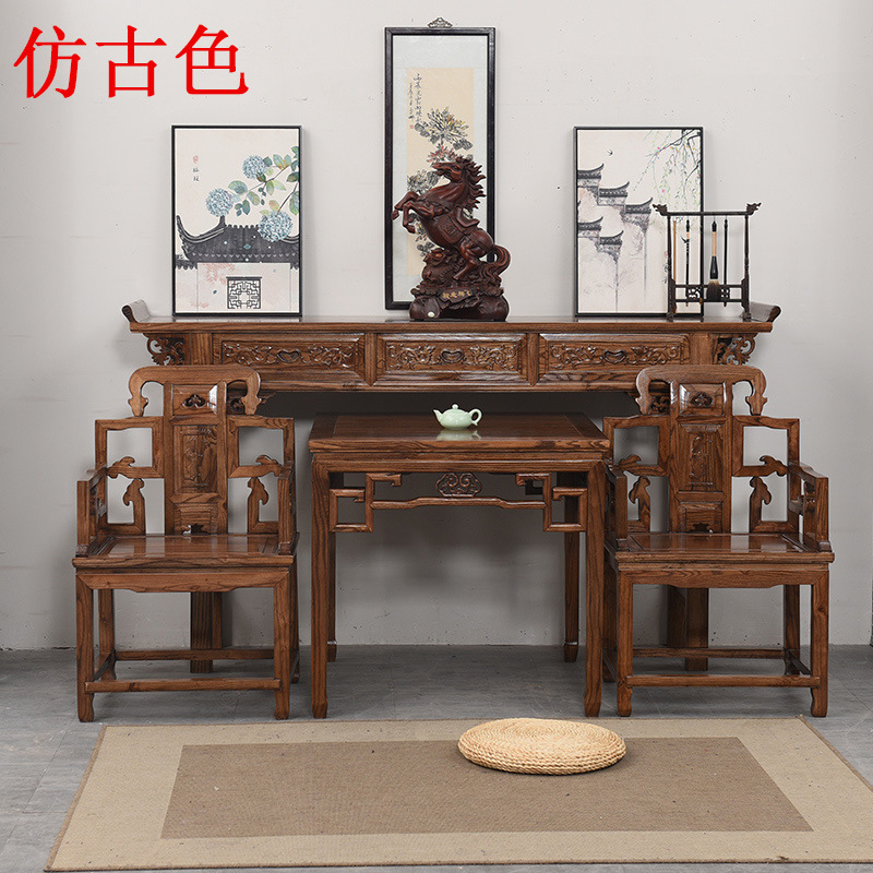 woodiness Countryside The main room Chudo furniture To fake something antique Altar Narrow table Altar Elm household Chudo Six piece set combination