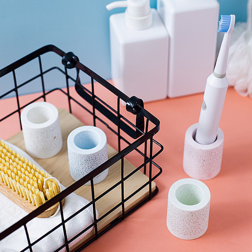 Electric toothbrush holder Internet celebrity terrazzo toothbrush holder home bathroom supplies water-absorbing and humidifying toothbrush cup custom wholesale
