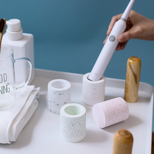 Electric toothbrush holder Internet celebrity terrazzo toothbrush holder home bathroom supplies water-absorbing and humidifying toothbrush cup custom wholesale