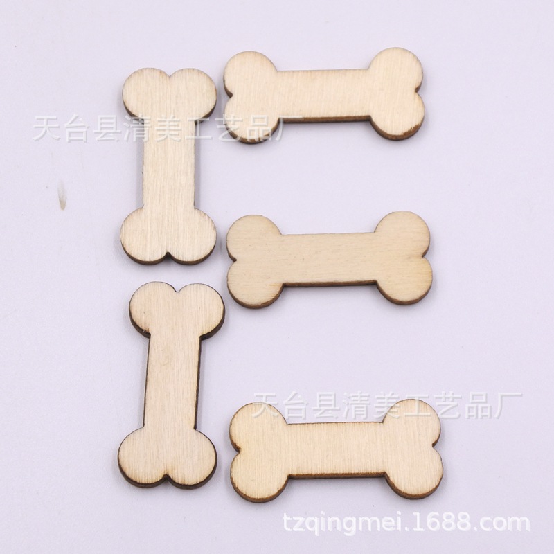 Botones de madera con forma de dibujos animados de bricolaje de hueso de perro 100/50 pcs en un paquete