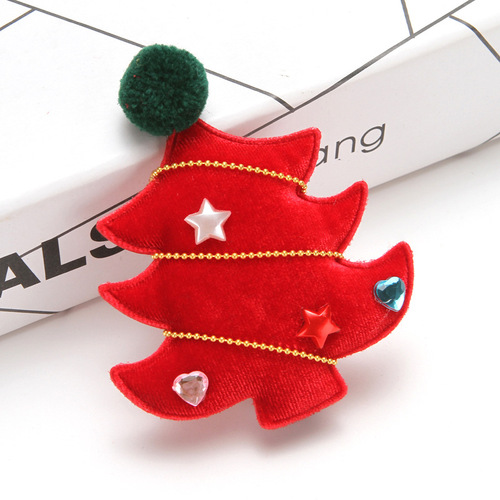 Factory direct selling velvet tree Christmas hairpin girls cute plush hairpin children's gift wholesale