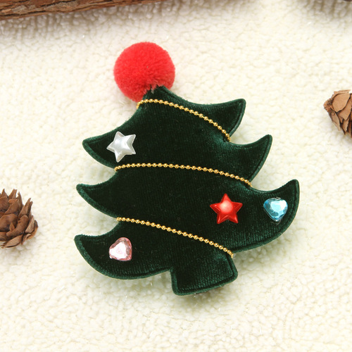 Factory direct selling velvet tree Christmas hairpin girls cute plush hairpin children's gift wholesale