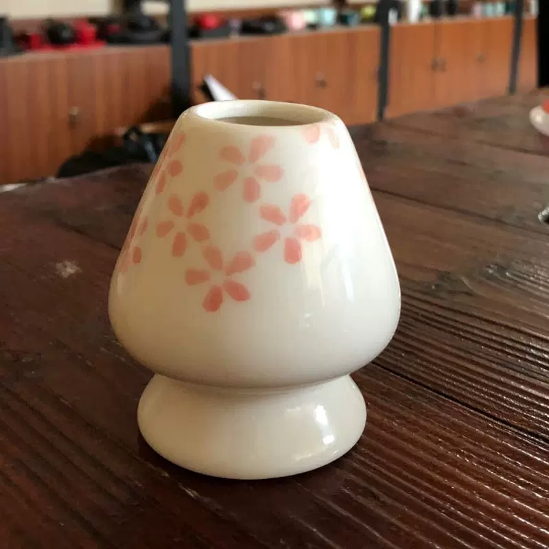 花朵图案茶筅立日式茶艺抹茶套装配件茶托点茶工具陶瓷茶具厂家