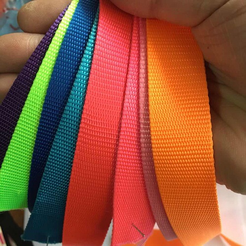 Color 2.5CM, bright color, environmentally friendly and tensile, imitation nylon pet webbing, double bead pattern, thickness 1.5MM