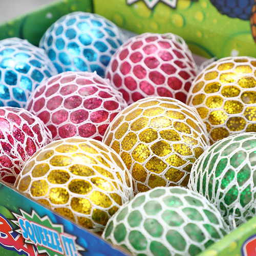 Stall Toys 6.0 Pressure Relief Gold Dust Color Beads Grape Stress Ball Funny Creative Hand Squeeze Water Ball Noodle Fun