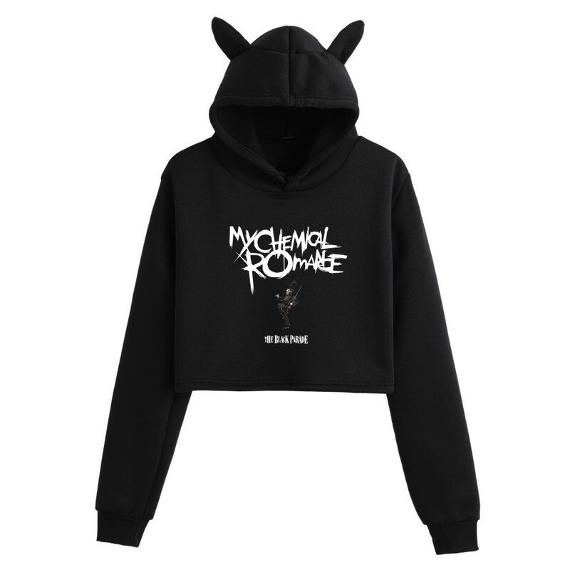 Europe and America My Chemical Romance My Ch Series Women's Navel Cat Ears Hooded Wear