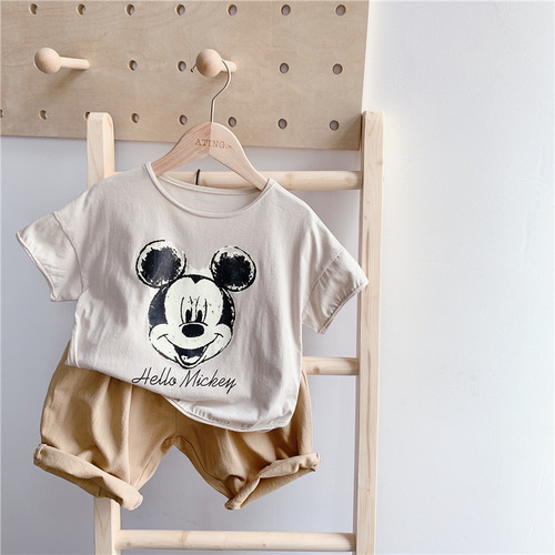 2024 Children's Clothing Summer New Products Children's Korean Summer Clothes Mickey Girls Short Sleeve T-Shirt 20062