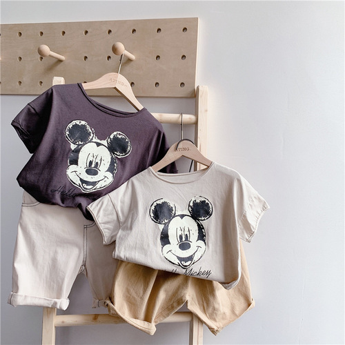2024 Children's Clothing Summer New Products Children's Korean Summer Clothes Mickey Girls Short Sleeve T-Shirt 20062