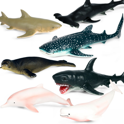 Simulated marine animal model children's soft rubber killer whale great white shark beluga blue whale dolphin sperm whale toy ornaments