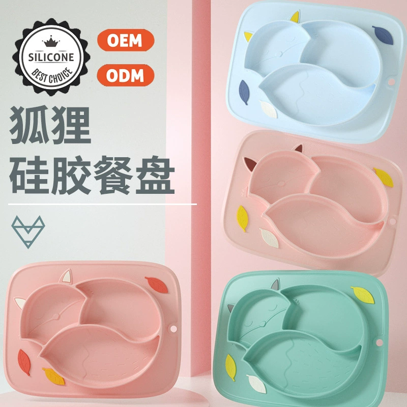 Silicone dinner plate, non-slip tableware for feeding for food
