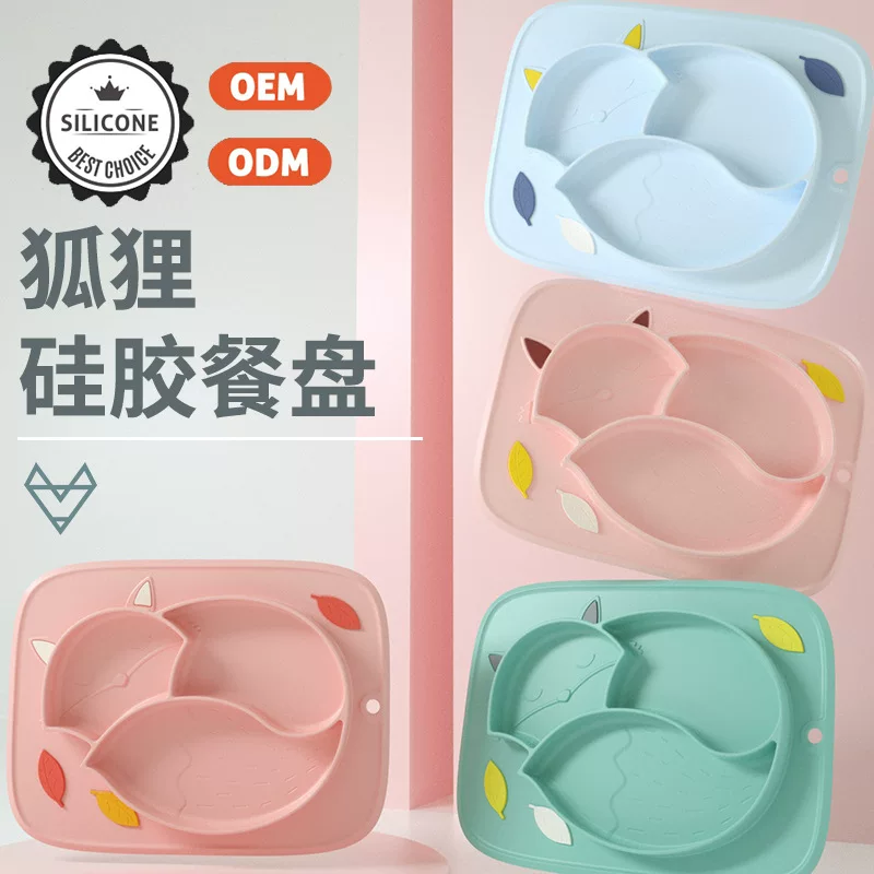 Silicone dinner plate, non-slip tableware for feeding for food