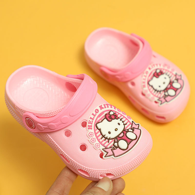 Hello Kitty zapatos de agujero para niños lindos de las niñas de fondo suave antideslizante sandalias de los niños de interior Bebé Zapatos de playa al aire libre