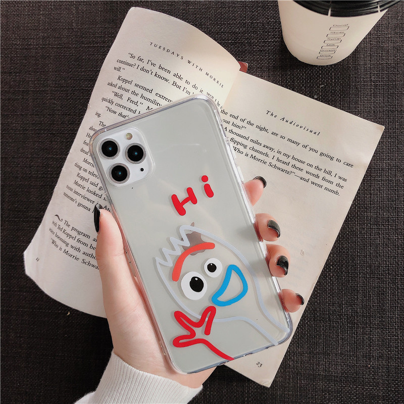 Apple 12pro teléfono móvil Shell personalizado creativo iPhone13 completo cubierto transparente 15 dibujos animados adecuado para 14 hombres y mujeres