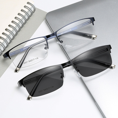 2057 new photosensitive men and women same style retro anti-blue light flat glasses anti-blue glasses anti-blue light color-changing glasses